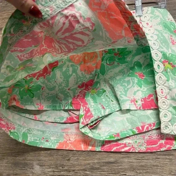 Lilly Pulitzer Green Pink Floral Mini Skirt Skort - Picture 2 of 4